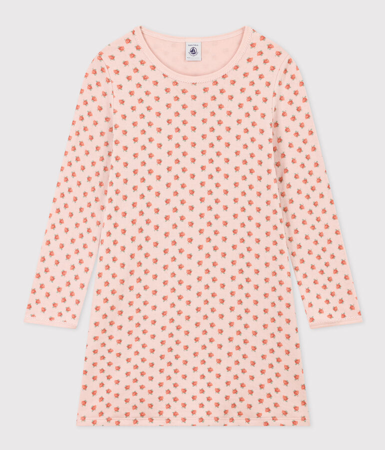Chemise de nuit fleur petite fille en tubique rose/multicouleur