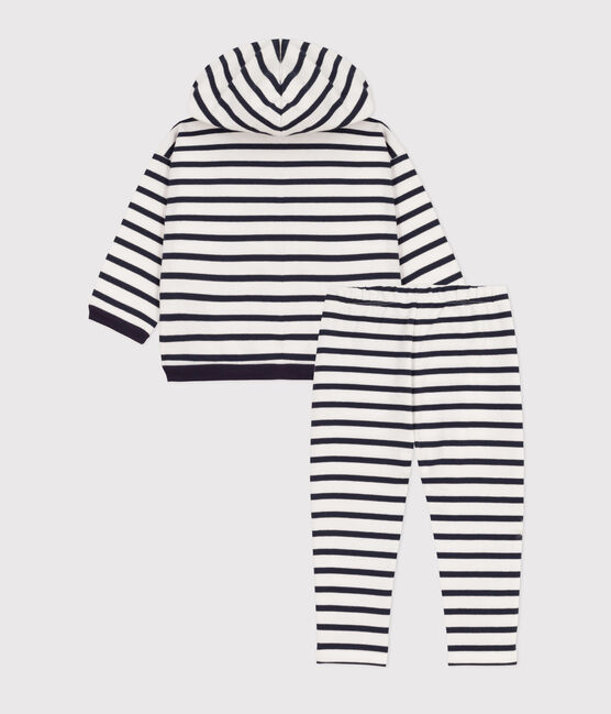 Ensemble rayé marinière en jersey épais bébé blanc MARSHMALLOW/bleu SMOKING
