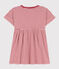Gestreepte jurk van gevlamde jerseystof voor meisjes roze PAPI/beige AVALANCHE