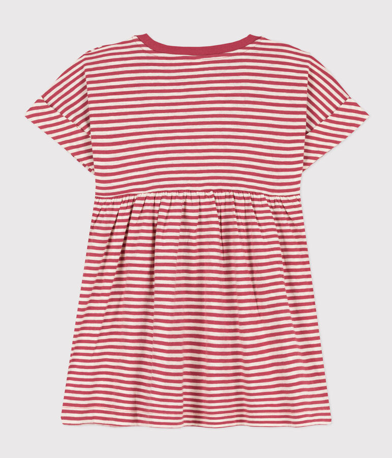 Robe ray&eacute;e en jersey flamm&eacute; enfant fille rose/&eacute;cru