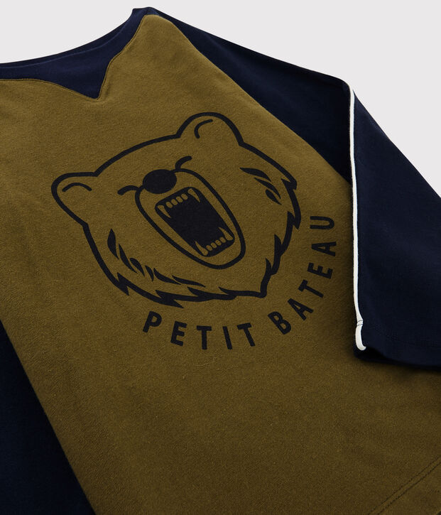 T-shirt met zeefdruk jongens kinderen groen/blauw