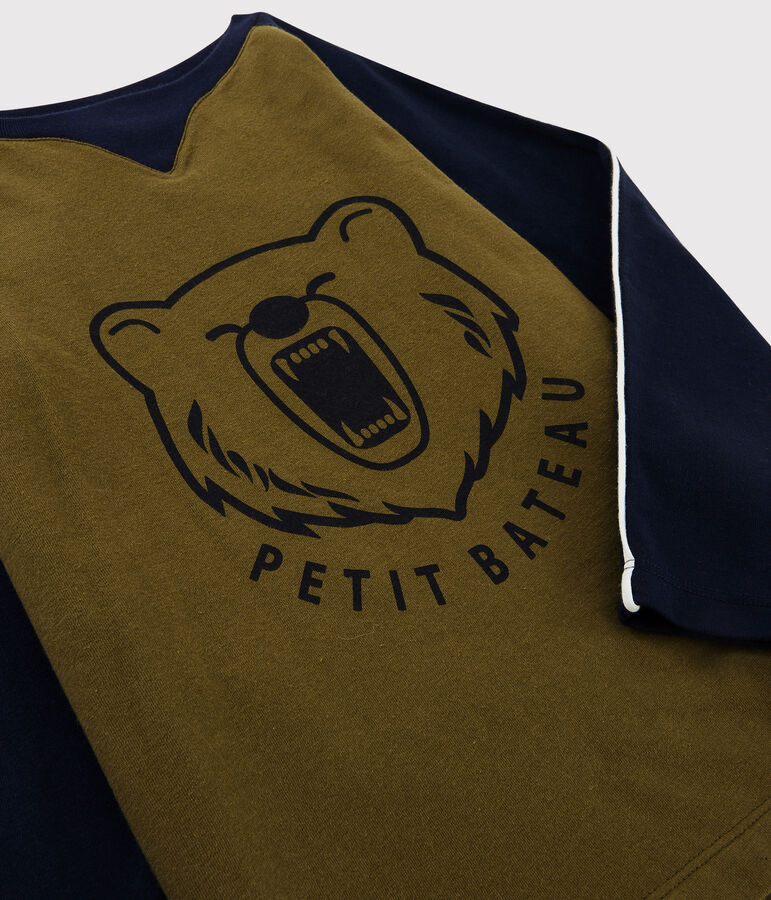 Tee-shirt s&eacute;rigraphi&eacute; enfant gar&ccedil;on vert/bleu