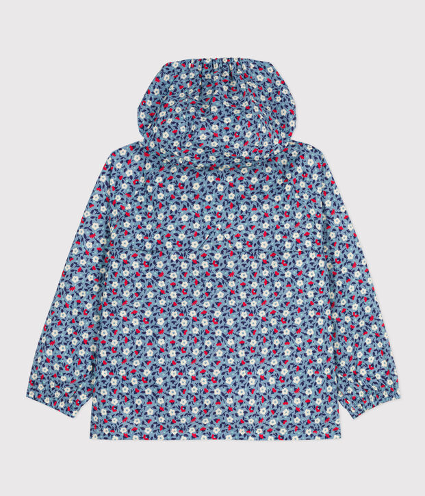 Coupe-vent, mati&egrave;re recycl&eacute;e enfant fille bleu/multicouleur