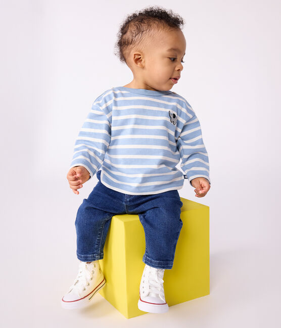Marinière bébé en coton bleu ADRIATIC/ MILK