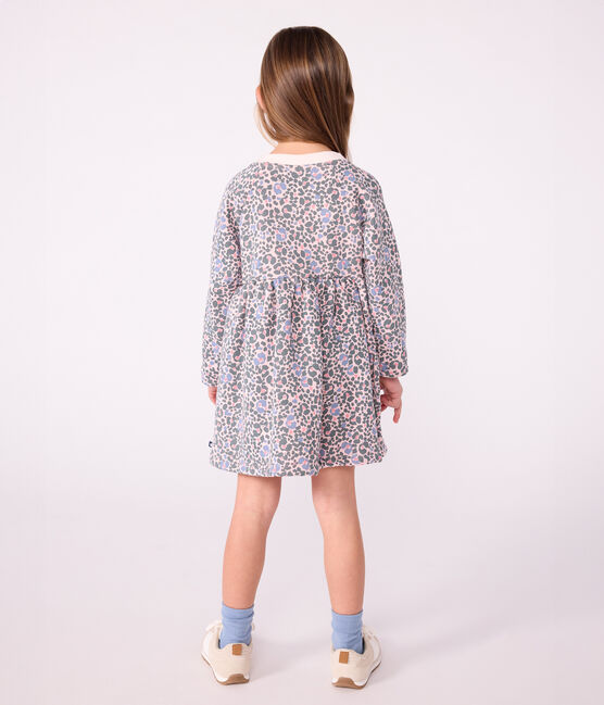 Robe enfant manches longues en coton rose JOLI/blanc MULTICO