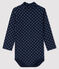 Rompertje lange mouwen babyjongen blauw SMOKING/wit MARSHMALLOW