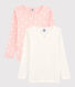 Lot de 2 tee shirts manches longues imprimé étoiles petite fille en coton