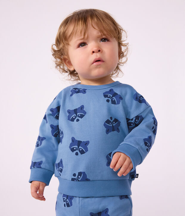 Babysetje - Sweatshirt en broekje van katoen met dierenprint blauw/multicouleur
