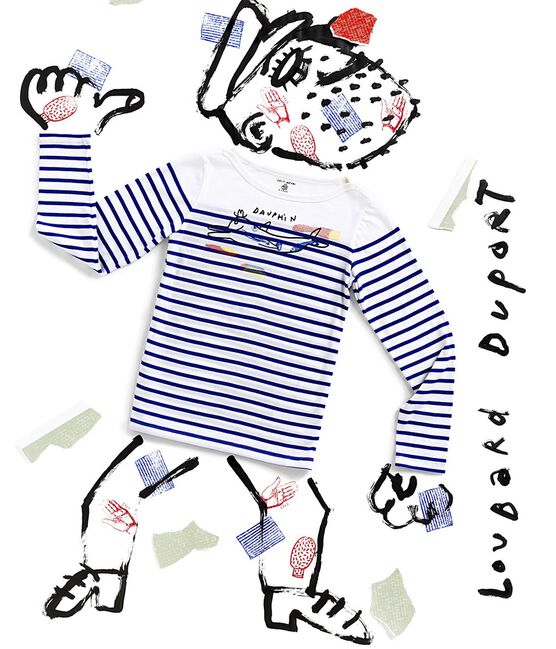 Dames marinière Serge Bloch wit MARSHMALLOW/blauw PERSE