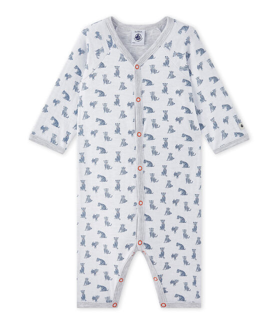 Dors bien sans pieds bébé garçon en tubique blanc ECUME/blanc MULTICO