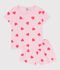 Pyjama short enfant en coton imprim&eacute; c&oelig;urs rose/orange