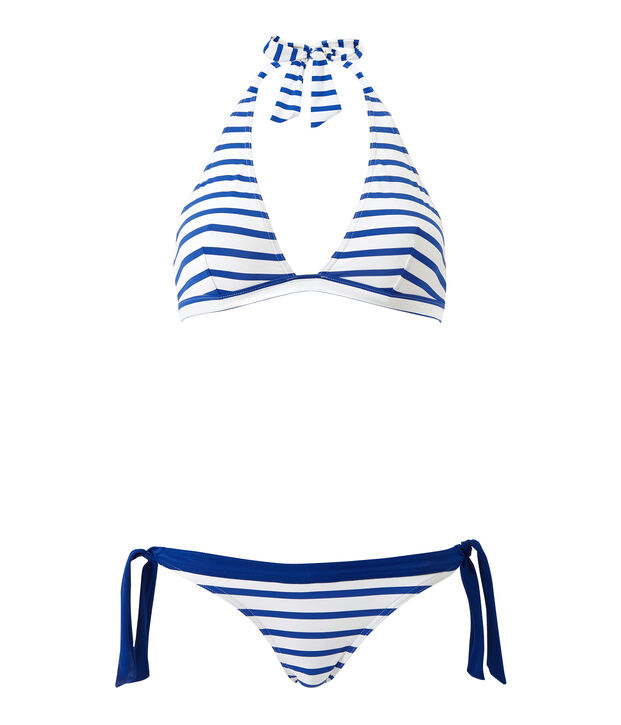 Bikini en slip met streepjes wit/blauw