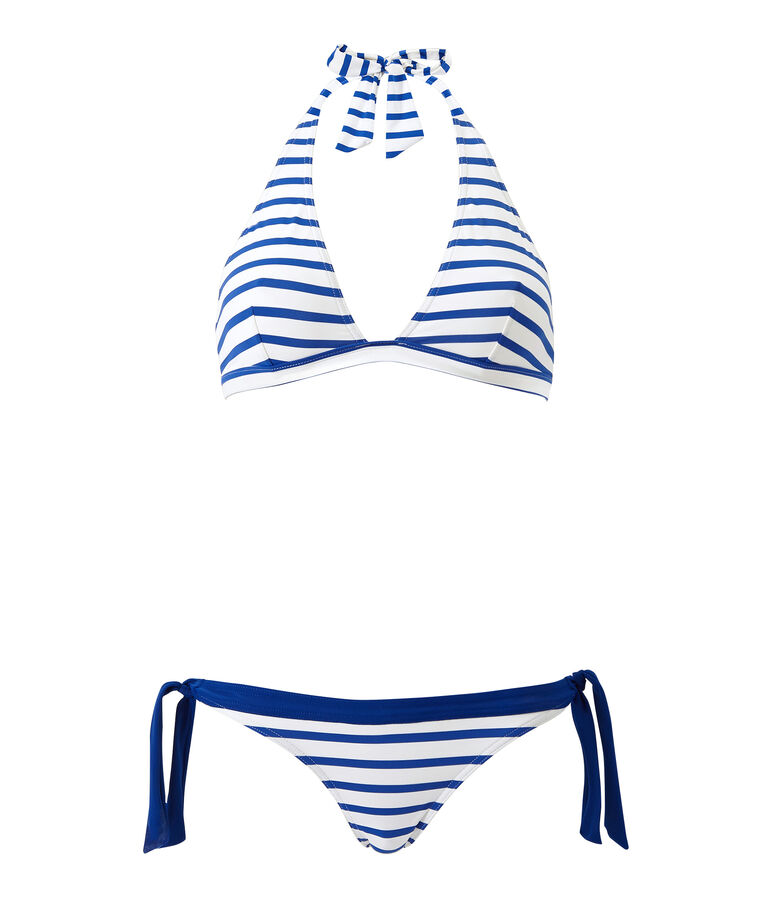 Bikini en slip met streepjes wit MARSHMALLOW/blauw PERSE