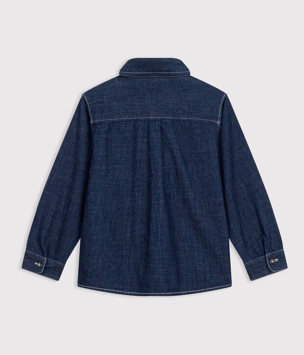 Effen kinderhemd van spijkerstof blauw