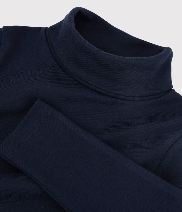 Sous-pull en coton enfant fille / gar&ccedil;on bleu marine