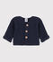 Cardigan bébé tricot point mousse en coton bleu SMOKING