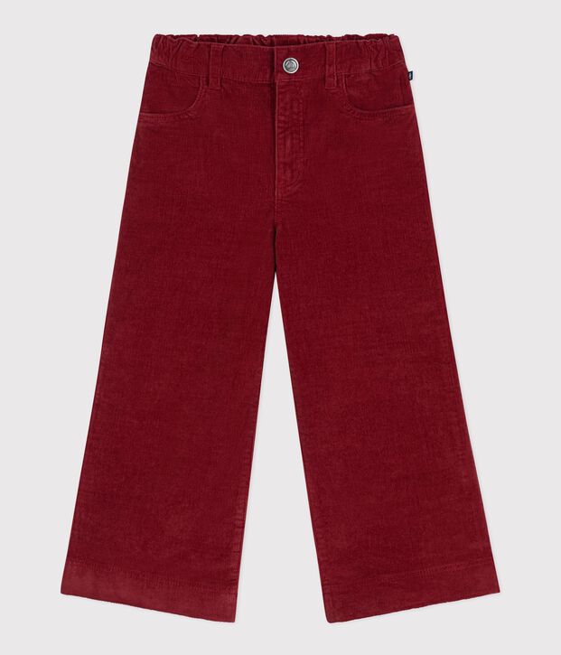 Kinderbroek met wijde pijpen in effen fluweel rood