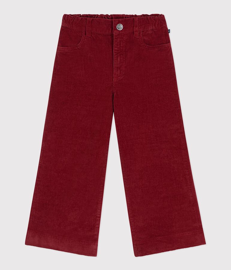 Kinderbroek met wijde pijpen in effen fluweel rood