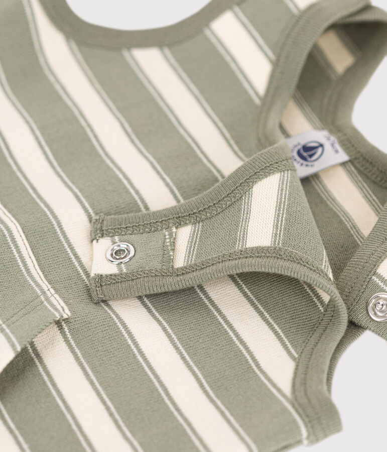 Kort pakje zonder mouwen in dikke gestreepte jerseystof voor baby's MARECAGE/ AVALANCHE