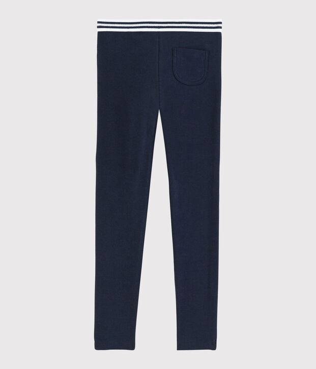 Jegging en coton &eacute;lasthanne enfant fille bleu marine