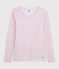 T-shirt laine et coton Femme rose CHARME/blanc MARSHMALLOW