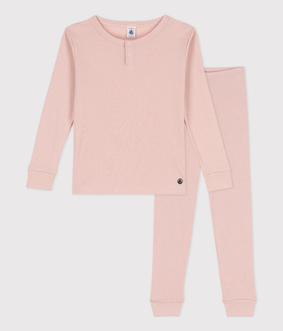 Effen pyjama van katoen en lyocell voor meisjes/jongens roze SALINE