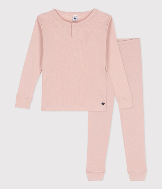 Effen pyjama van katoen en lyocell voor meisjes/jongens roze