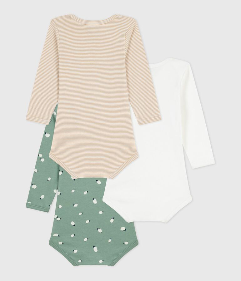 Lot de bodies manches longues en coton imprim&eacute; moutons b&eacute;b&eacute; multicouleur