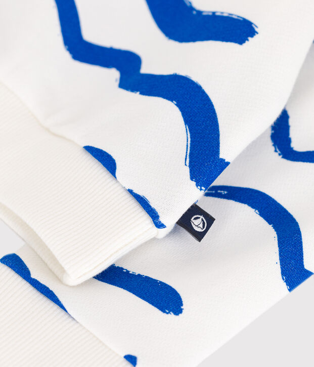 Katoenen babysweater met haaiprint blauw/blauw