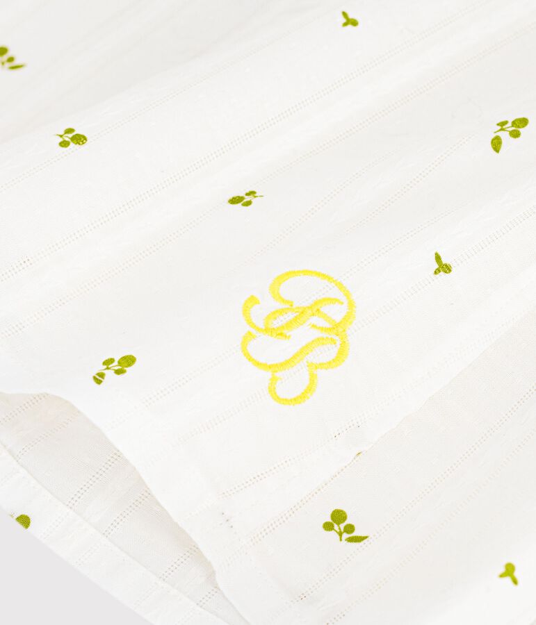 Katoenen kinderbloesje zonder mouwen met bloemenprint wit/groen