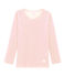 Tee-shirt manches longues enfant en laine et coton rose CHARME/blanc MARSHMALLOW