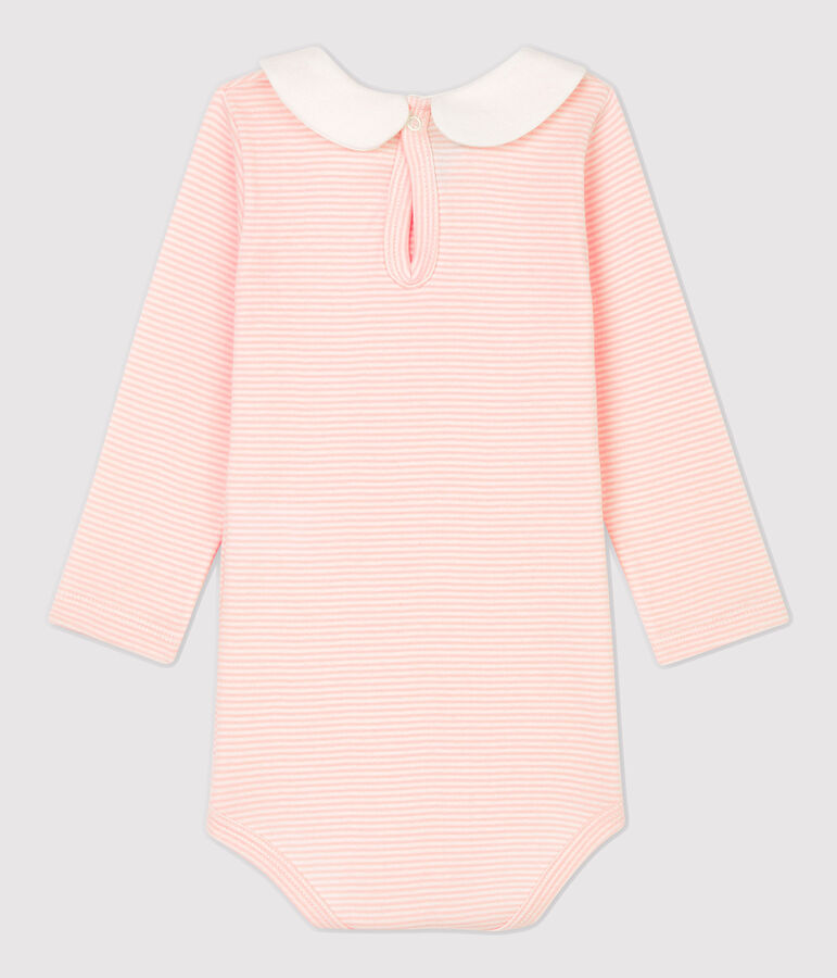 Body en coton b&eacute;b&eacute;. rose MINOIS/blanc MARSHMALLOW