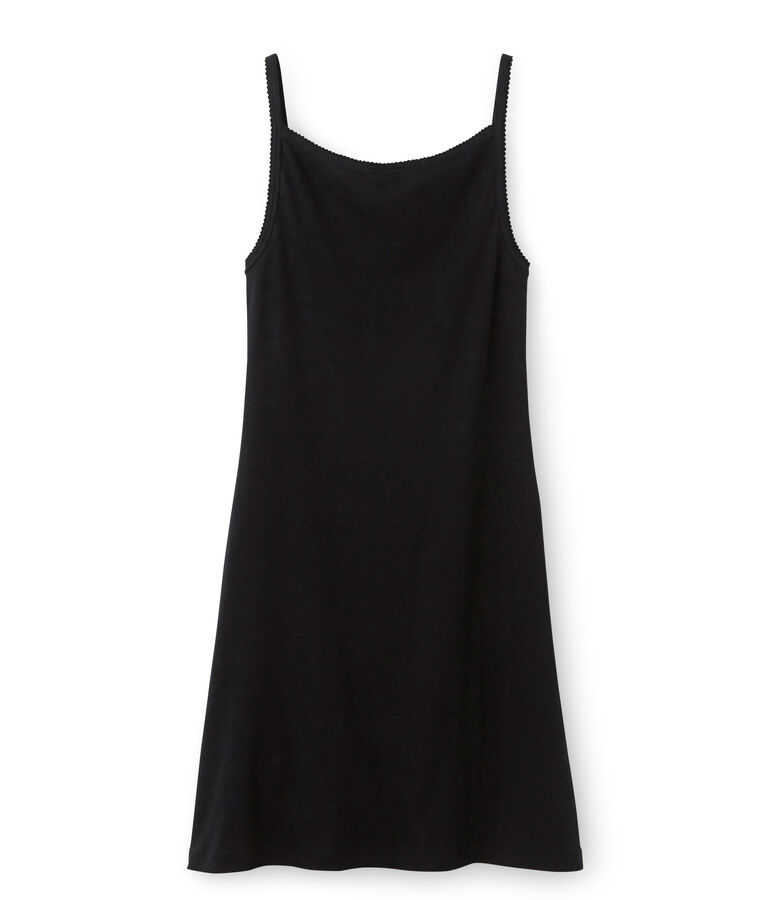 Chemise &agrave; bretelles femme coton/laine/soie zwart NOIR