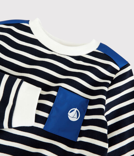 Sweatshirt en jersey enfant garçon bleu SMOKING/blanc MARSHMALLOW