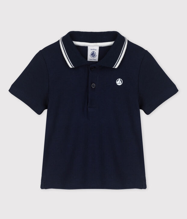Polo manches courtes b&eacute;b&eacute; gar&ccedil;on bleu marine