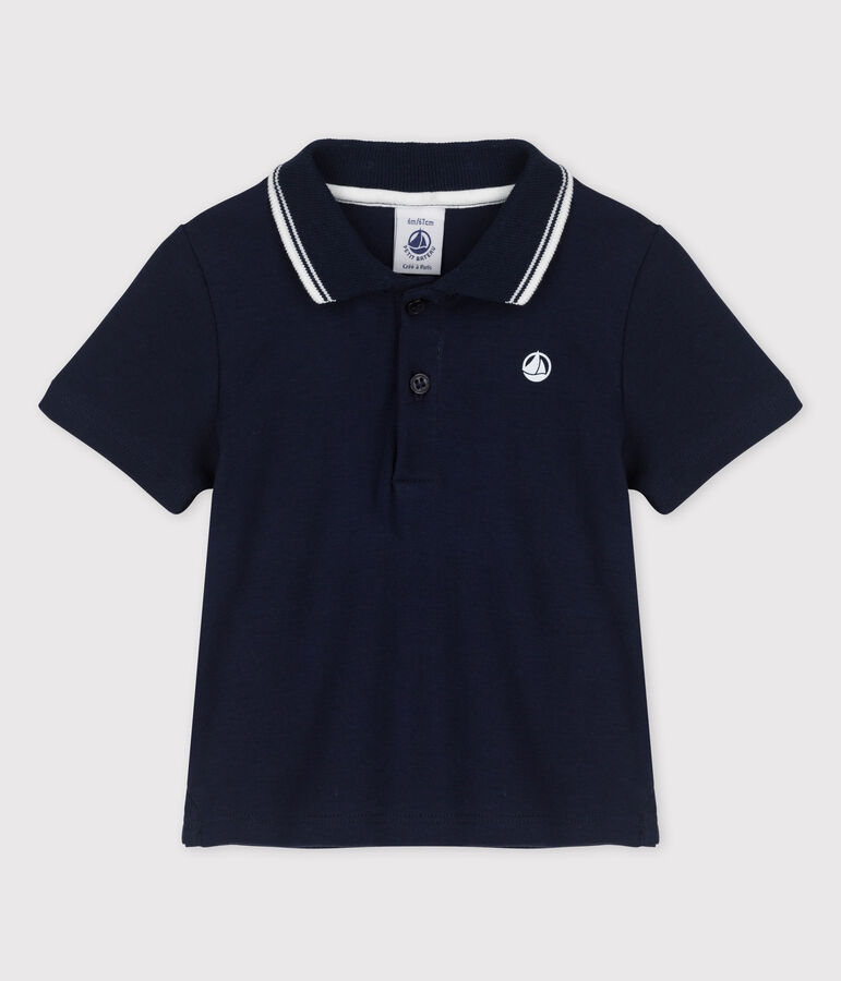 Geribd poloshirt met korte mouwen voor babyjongens blauw