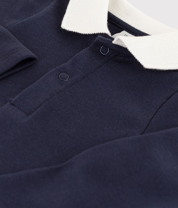 Body b&eacute;b&eacute; col polo en coton uni bleu marine