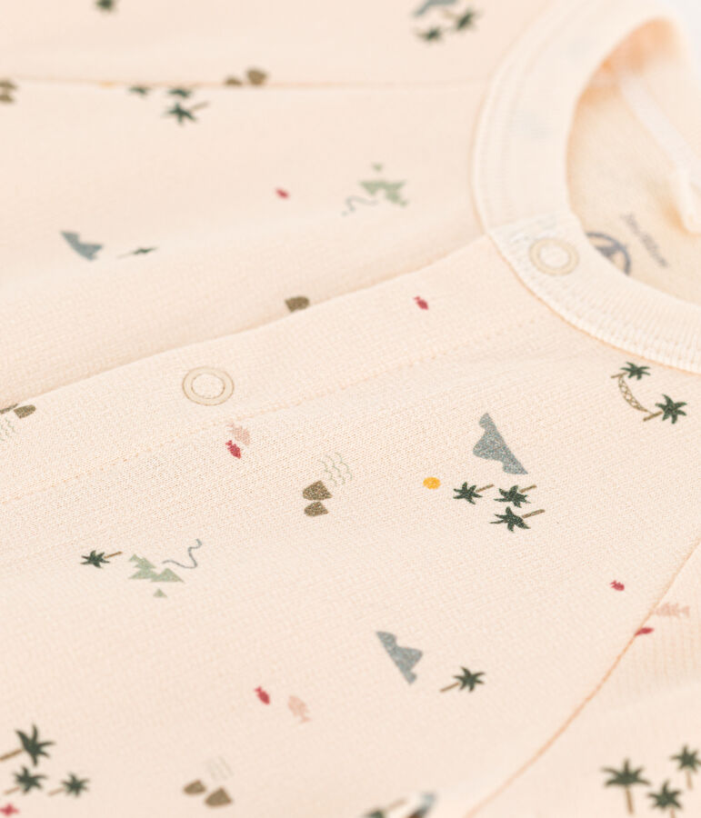 Combinaison longue imprim&eacute;e en molleton b&eacute;b&eacute; &eacute;cru/multicouleur