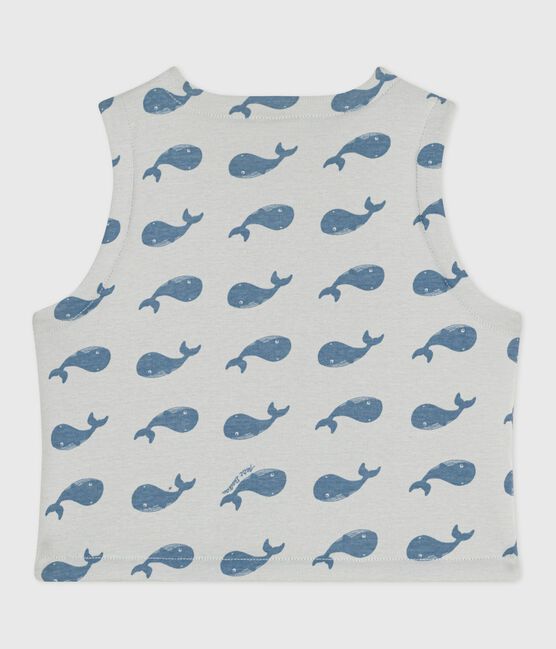 Gilet sans manche réversible bébé en coton imprimé baleines CO2/ ADRIATIC