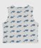 Gilet sans manche réversible bébé en coton imprimé baleines CO2/ ADRIATIC