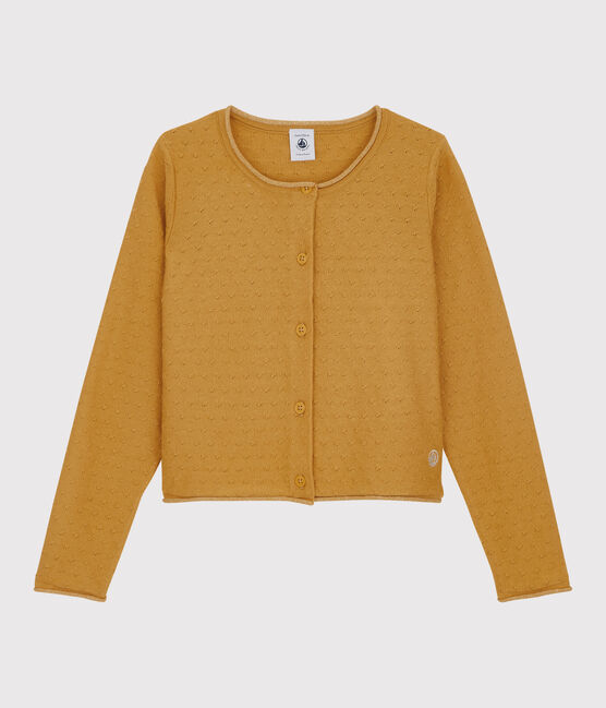 Meisjes cardigan van wol en katoen geel BOUDOR