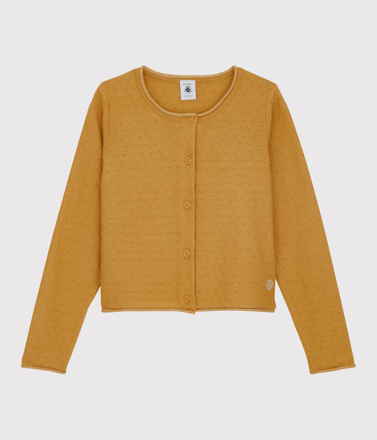 Cardigan laine et coton fille jaune