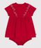 Robe bébé en coton manches courtes unie avec son bloomer rouge TERKUIT