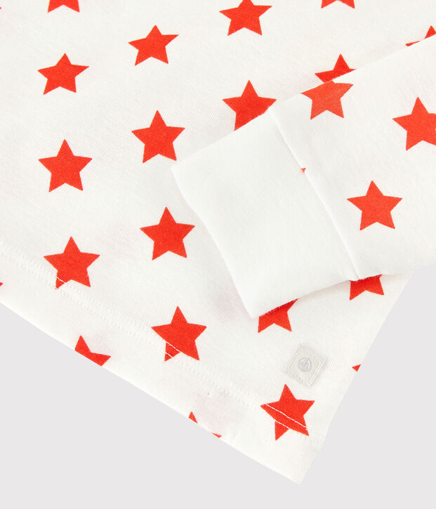 Jongens/meisjes pyjama met grafische print van biologisch katoen wit/rood