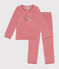 Effen kinderpyjama van velours roze ROSEWOOD