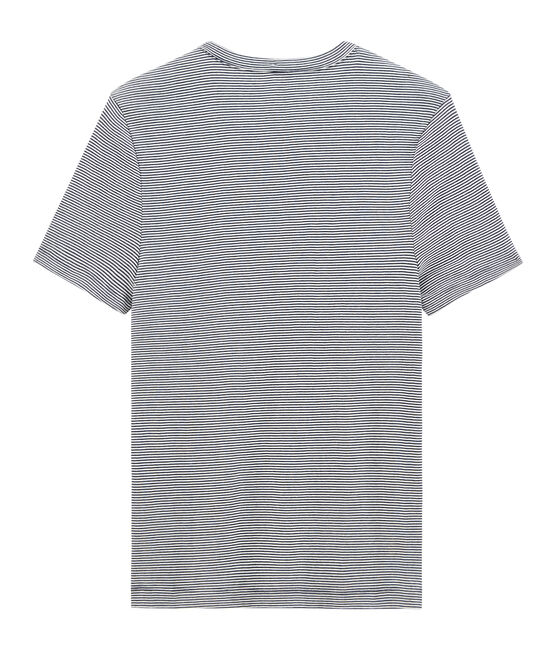 Heren-t-shirt met korte mouwen en ronde hals blauw SMOKING/wit MARSHMALLOW