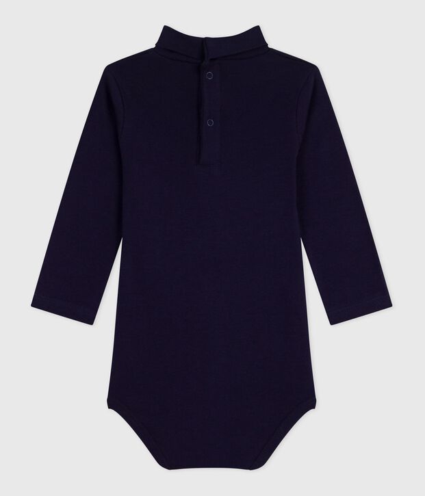 Effen katoenen babyrompertje met rolkraag SOIR