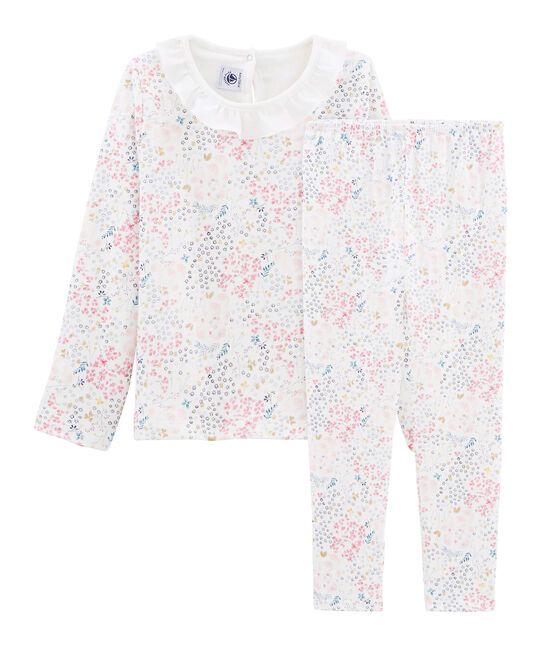 Pyjama meisje van tubic wit MARSHMALLOW/wit MULTICO
