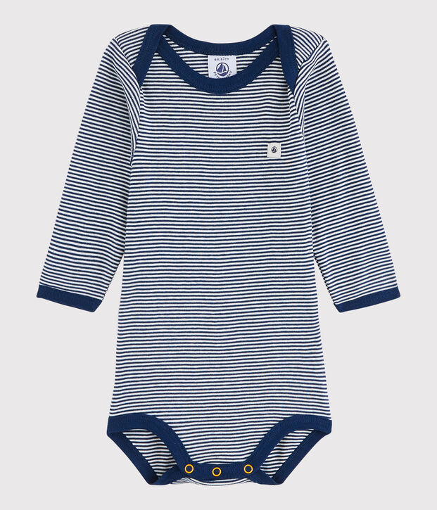 Body manches longues b&eacute;b&eacute; fille-gar&ccedil;on bleu/blanc