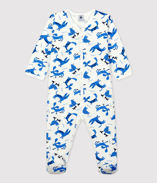 Slaappakje voor baby's met fantasieprint in katoen wit/multicouleur